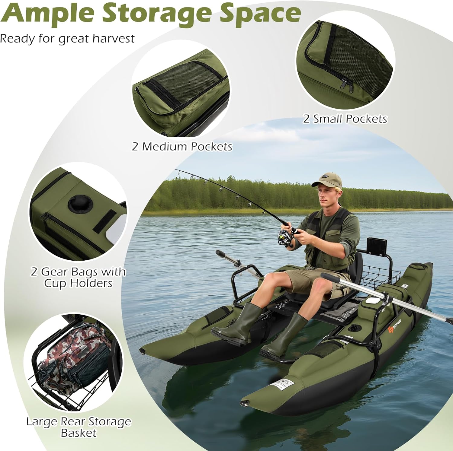 Adult Inflatable Belly Boat wi - огляд і ціна Fishing Boat Paddle